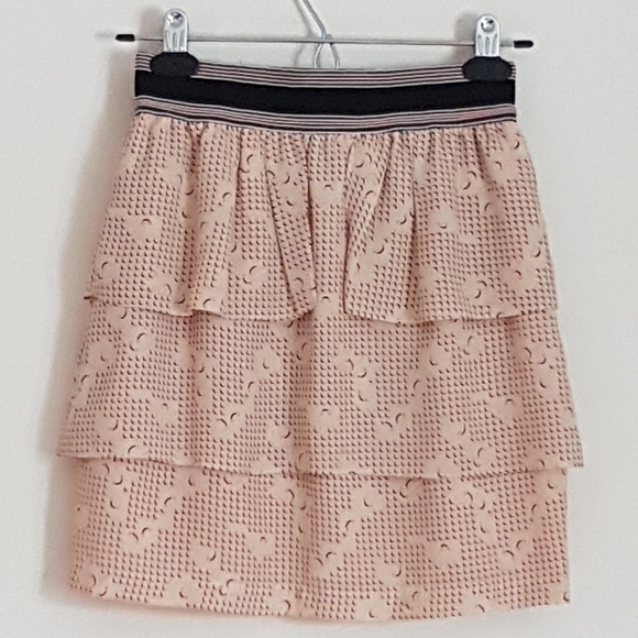 BCBGeneration Zip Front Peach Tiered Skirt - Picture 2 of 5
